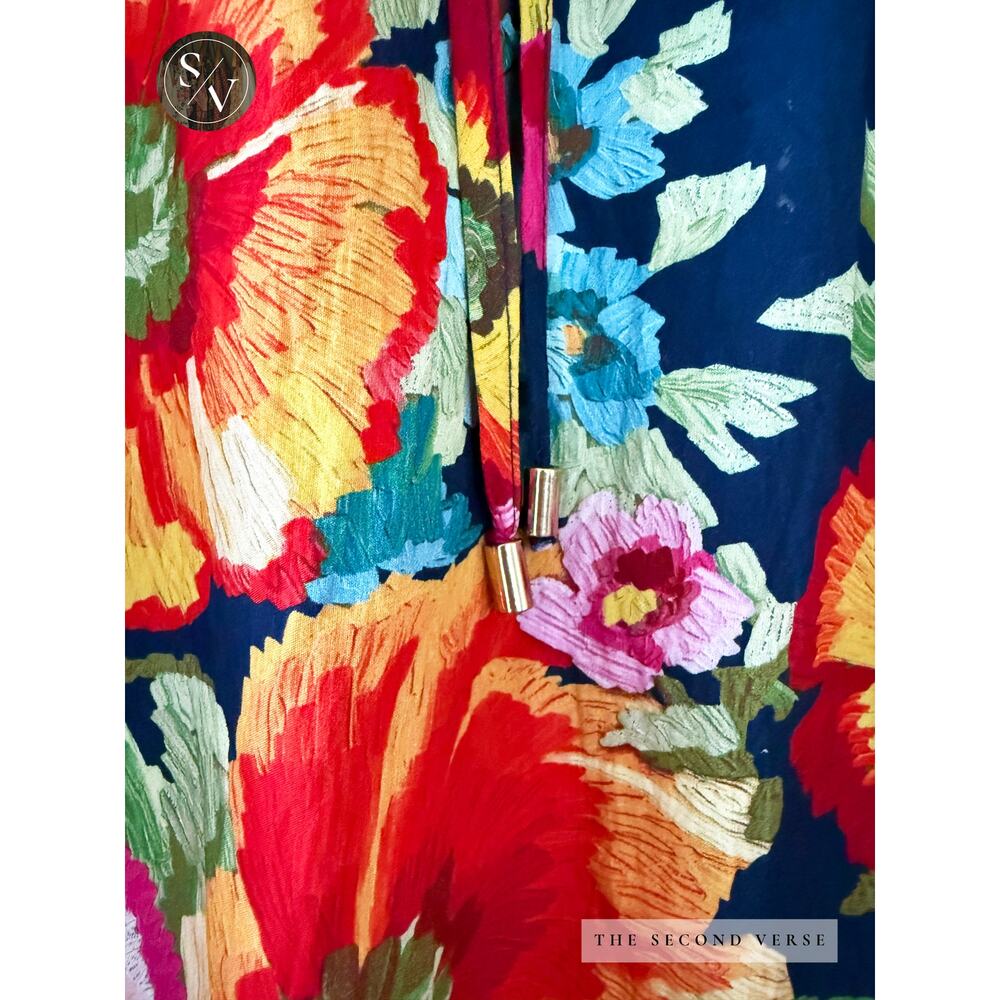 Oddi Long Sleeve Floral Printed Boho Flowy Peasant Top Blouse Size XL - Picture 5 of 13